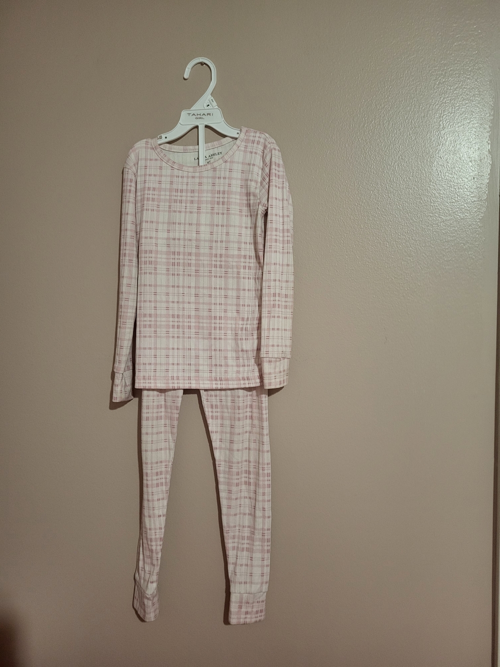 Laura Ashley Pink Plaid Two-Piece Pajama Set